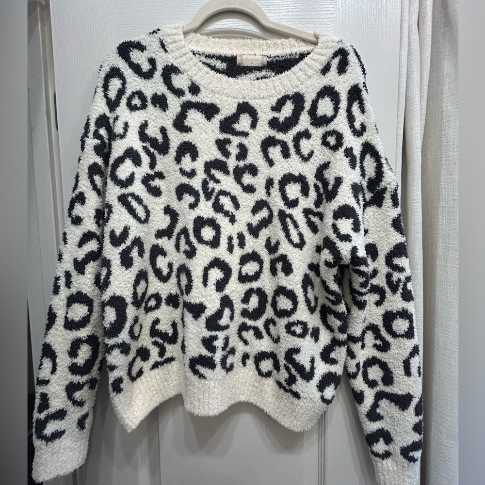 Altar'd State Black and White Leopard Print Sweater